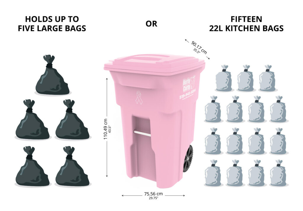 Pink Waste Container (Large 96 Gal. / 360 L.) Herby Curby