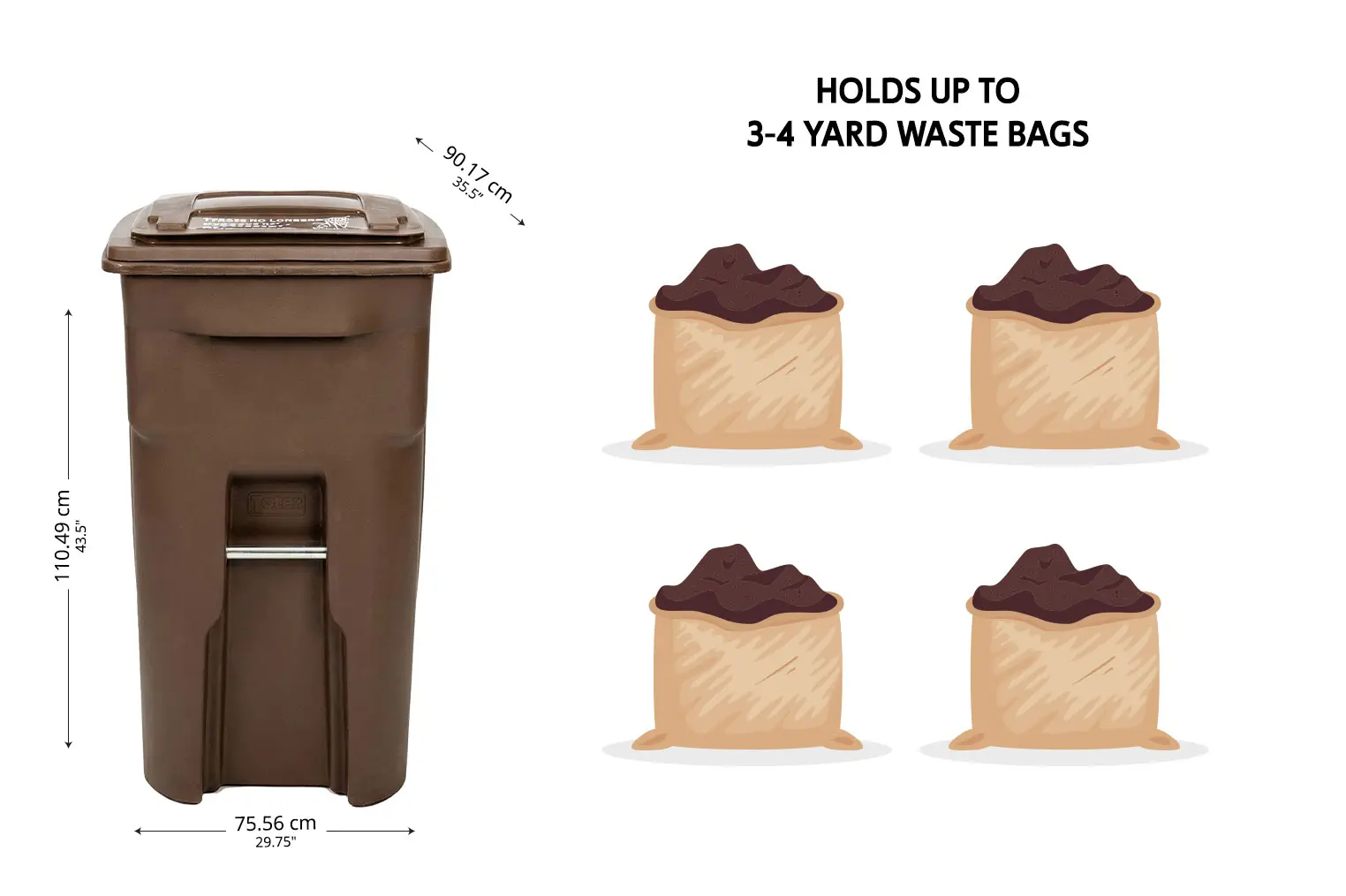 Holds up to 3-4 yard waste bags