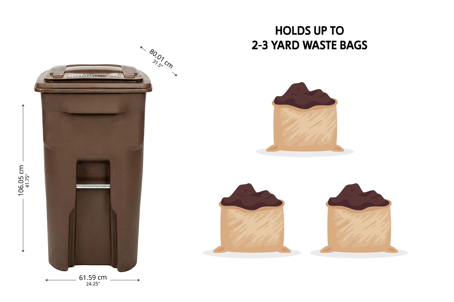 Holds up to 2-3 yard waste bags